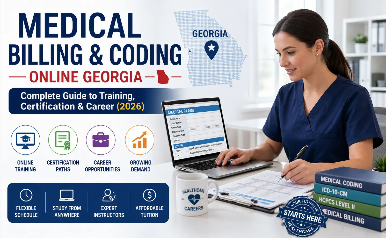 medical billing and coding workflow chart showing coding to claims process