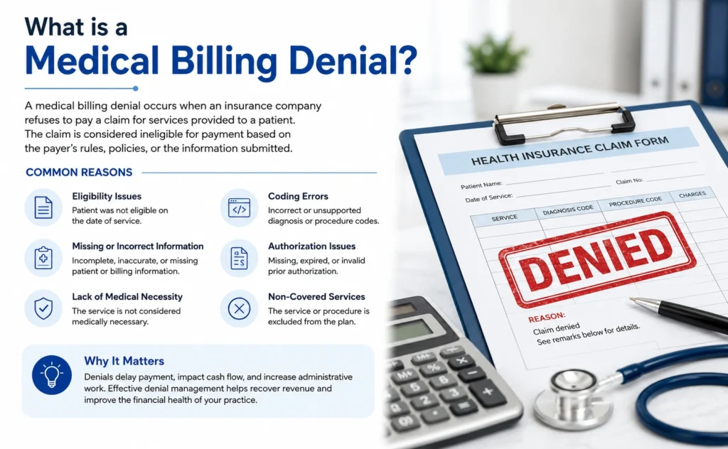 top 5 denials in medical billing infographic