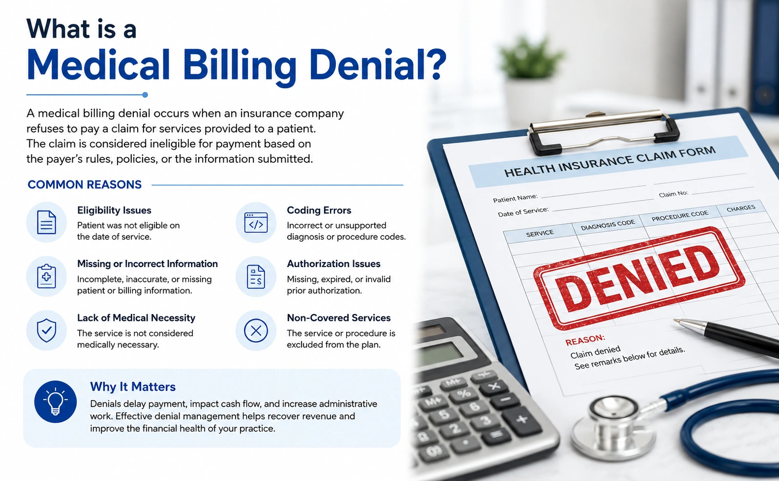 top 5 denials in medical billing infographic