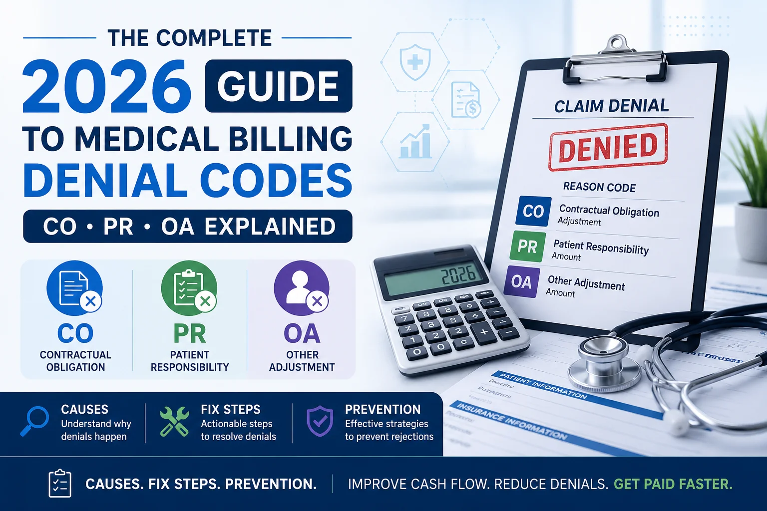 medical billing denial codes 2026 complete CO PR OA guide
