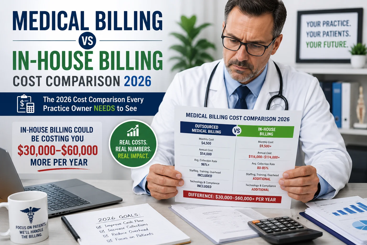 medical billing vs in-house billing cost comparison 2026 doctors guide