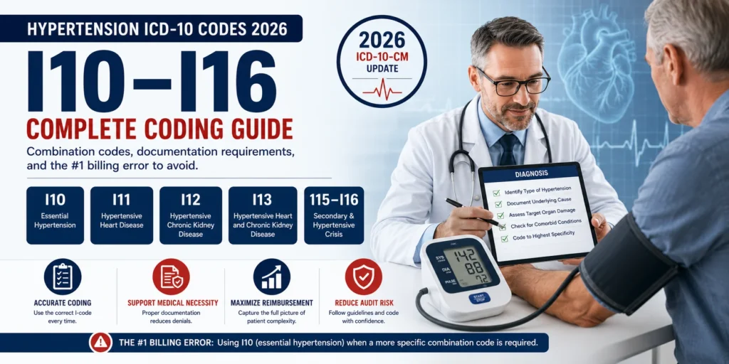 hypertension ICD-10 codes 2026 I10 I11 I12 I13 billing guide