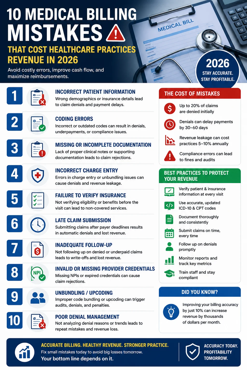 Medical billing mistakes that cost healthcare practices revenue in 2026