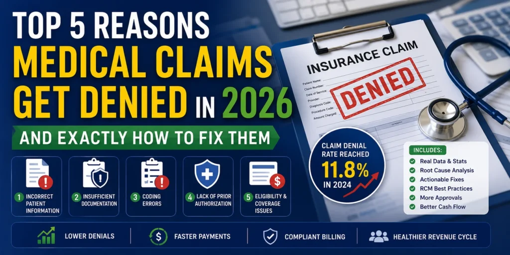 top 5 reasons medical claims get denied 2026 fix guide