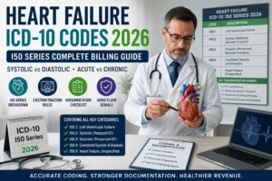 heart failure ICD-10 codes 2026 I50 series complete billing guide systolic diastolic