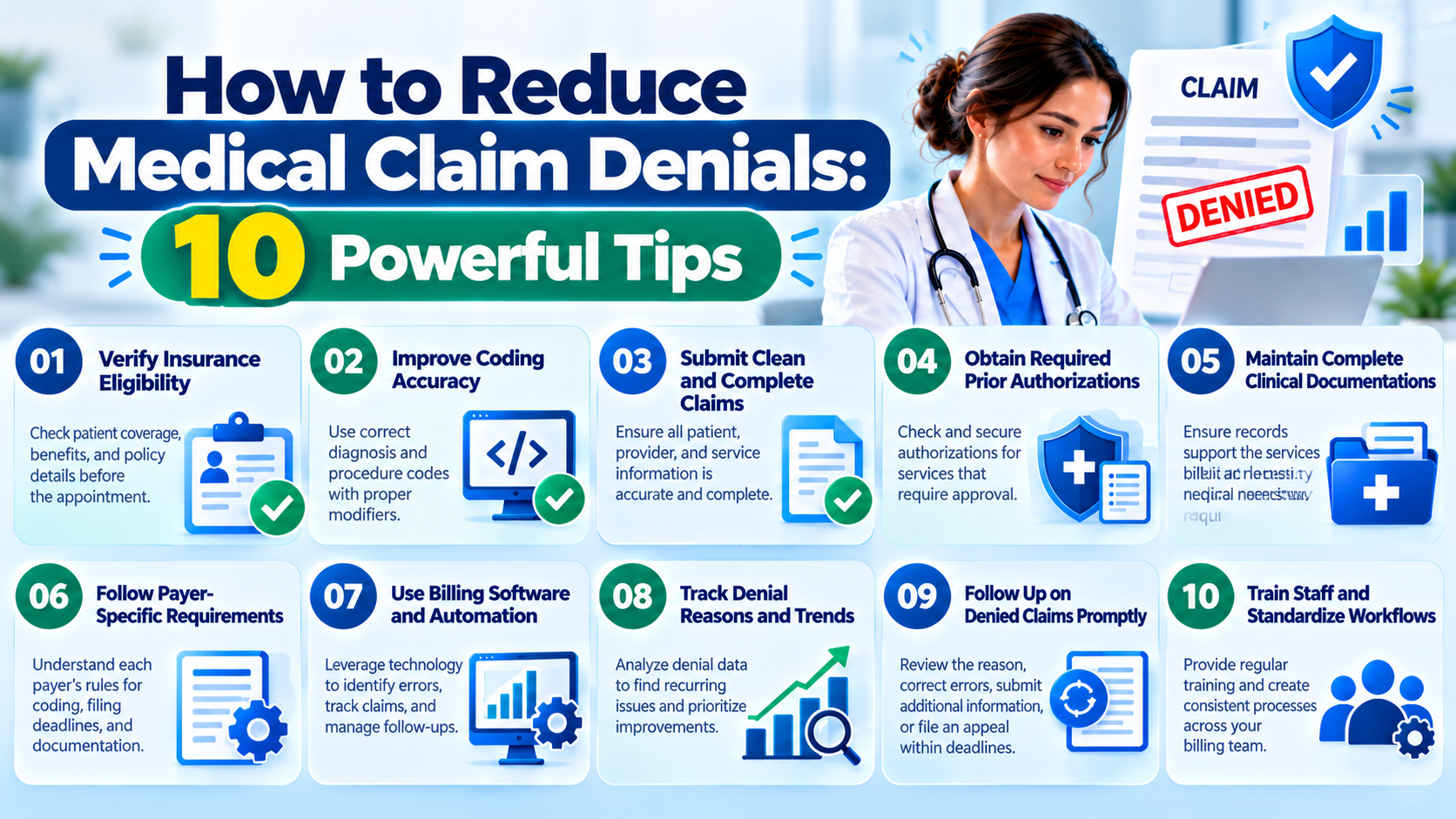 ealthcare professional managing medical claims and reviewing billing performance
