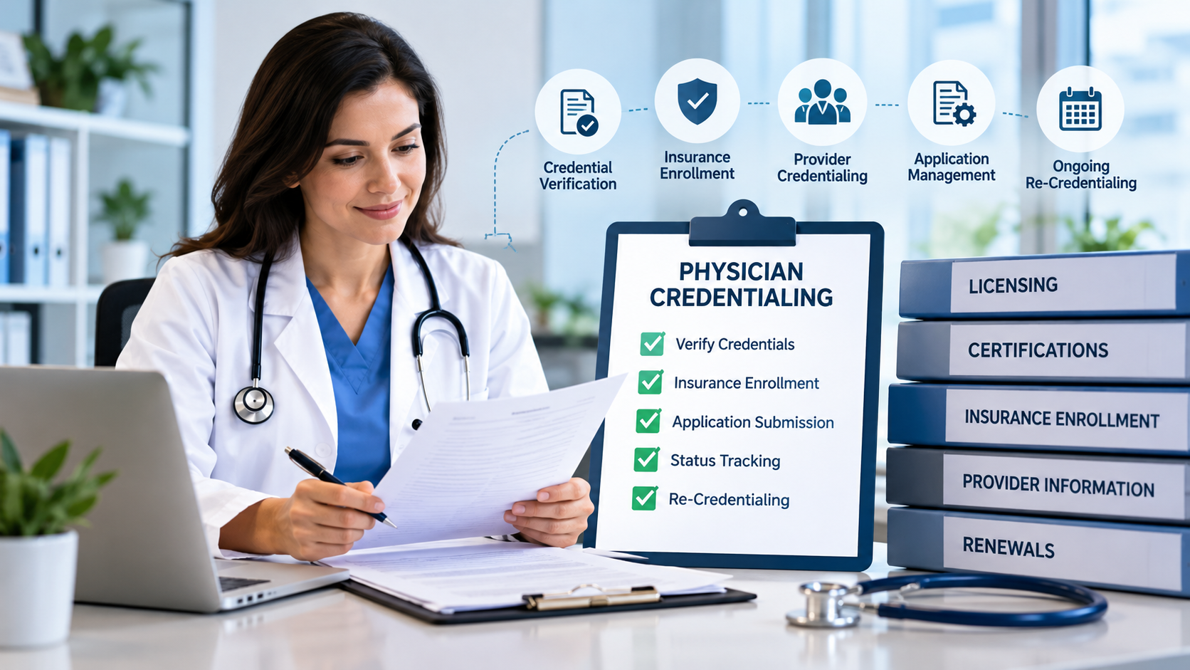 Physician credentialing services for provider verification and insurance enrollment